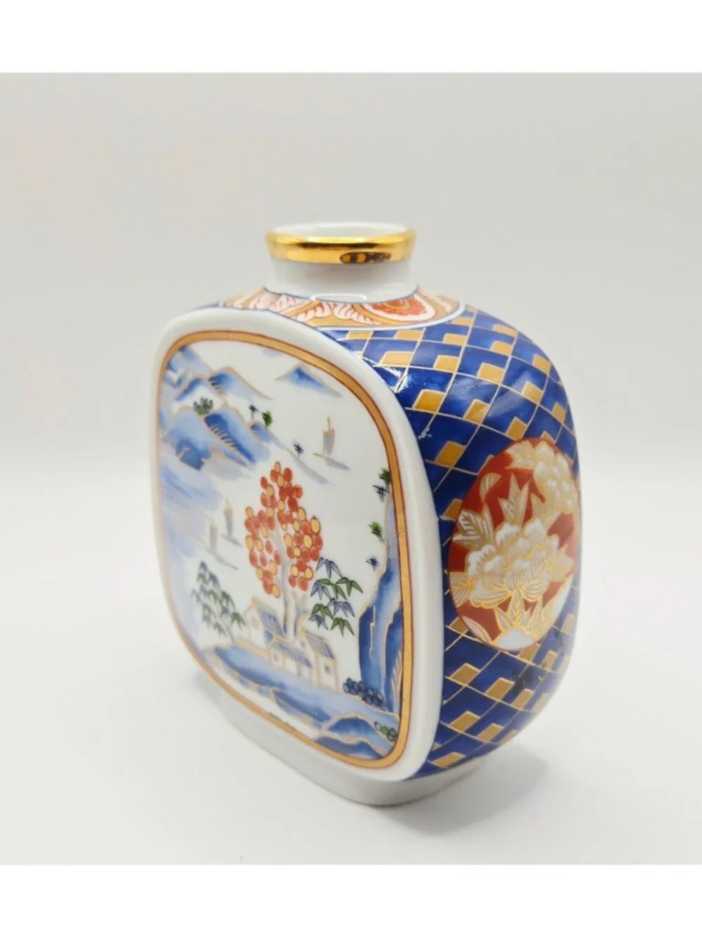 Hand-Painted Otagiri Japanese Porcelain Vase Scenic Design